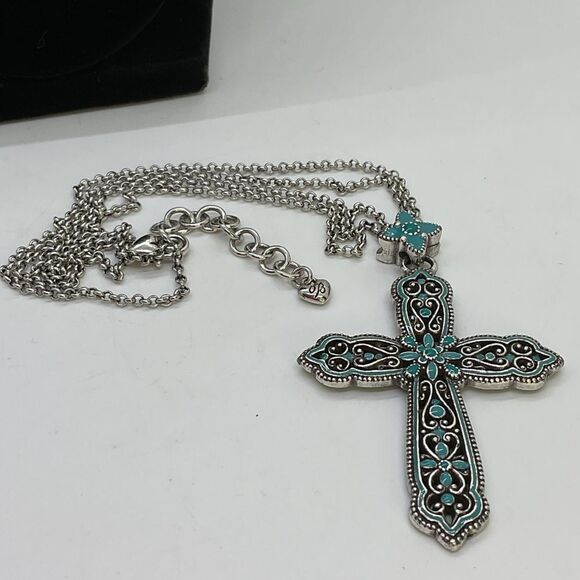 Brighton Double Strand Turquoise Enamel Cross Necklace - Picture 4 of 7